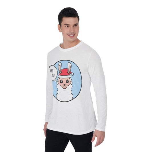 Men's Long Sleeve Christmas T-Shirt - Merry Llama - Festive Style