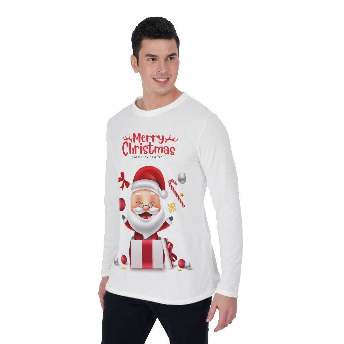 Men's Long Sleeve Christmas T-Shirt - Santa MC HNE - Festive Style