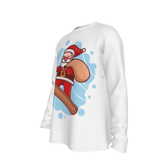 Men's Long Sleeve Christmas T-Shirt - Santa Snowboarder - Festive Style