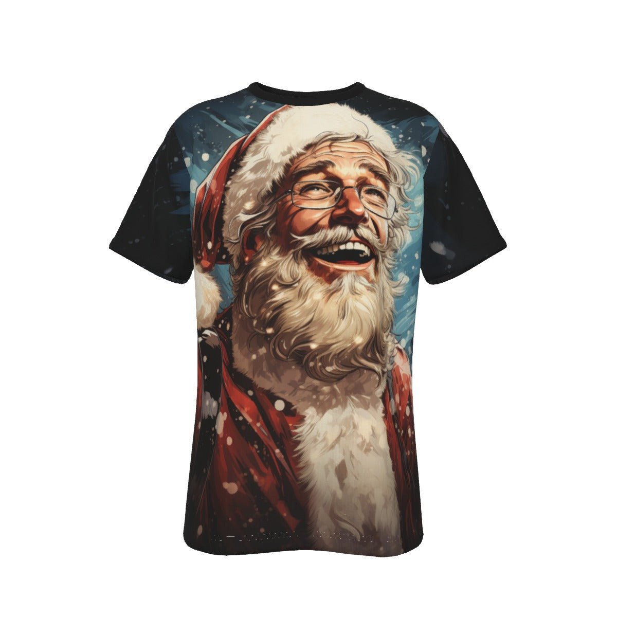 Mens Short Sleeve Christmas Tee - Front and Back - Santa Joy - Festive Style