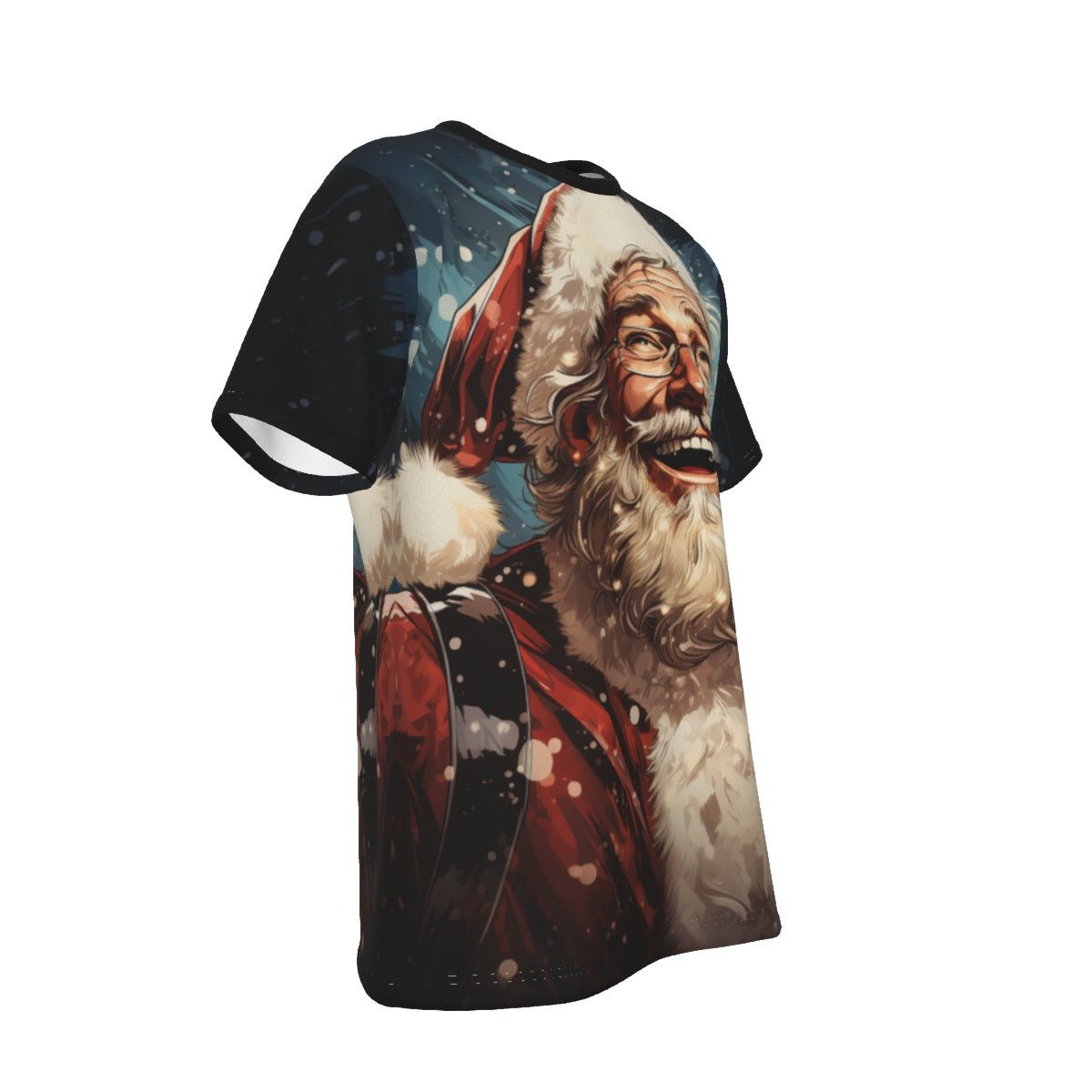 Mens Short Sleeve Christmas Tee - Front and Back - Santa Joy - Festive Style