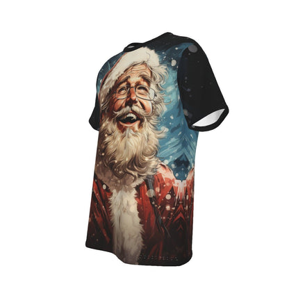 Mens Short Sleeve Christmas Tee - Front and Back - Santa Joy - Festive Style