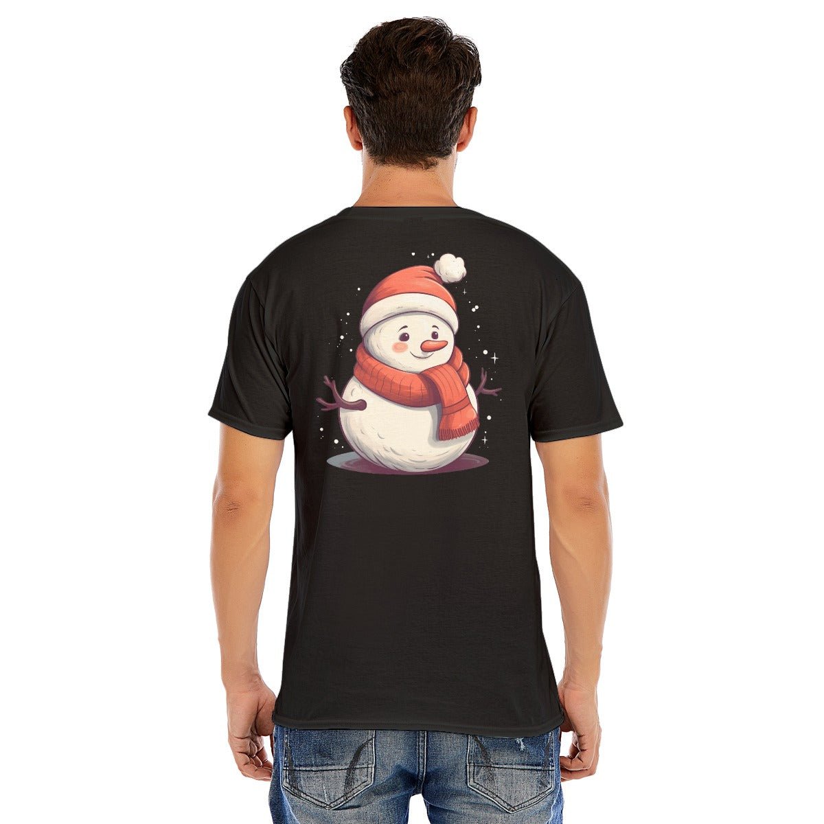 Mens Short Sleeve Christmas Tee - Front and Back - Snowman - Festive Style