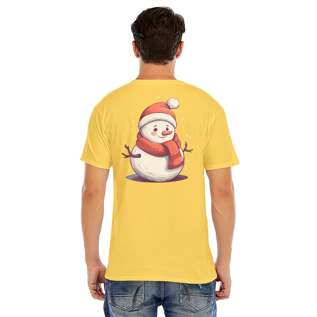 Mens Short Sleeve Christmas Tee - Front and Back - Snowman - Festive Style