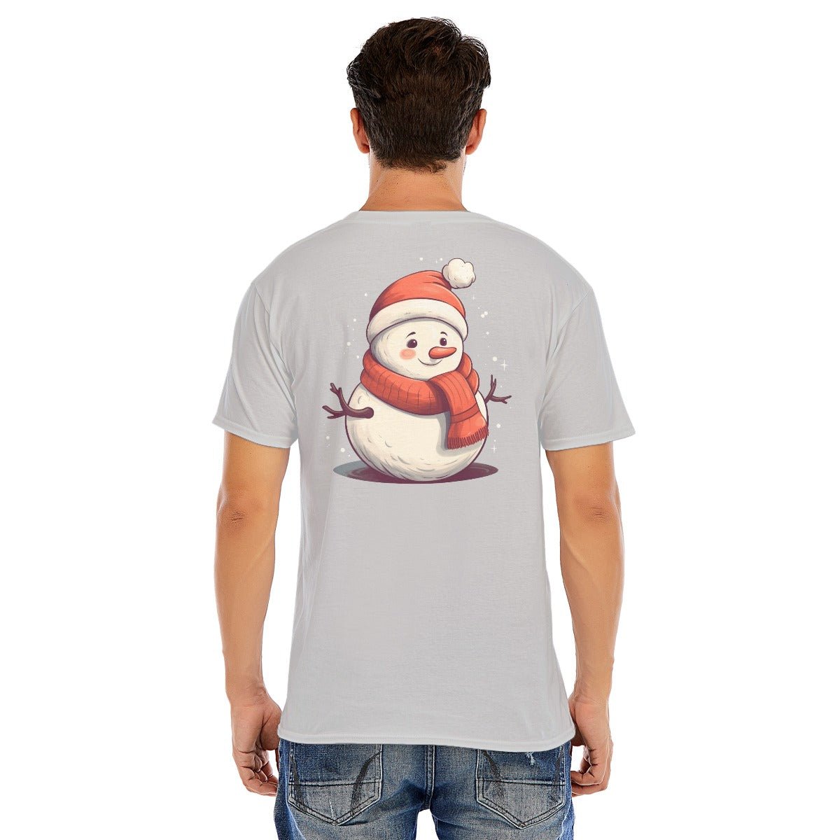 Mens Short Sleeve Christmas Tee - Front and Back - Snowman - Festive Style