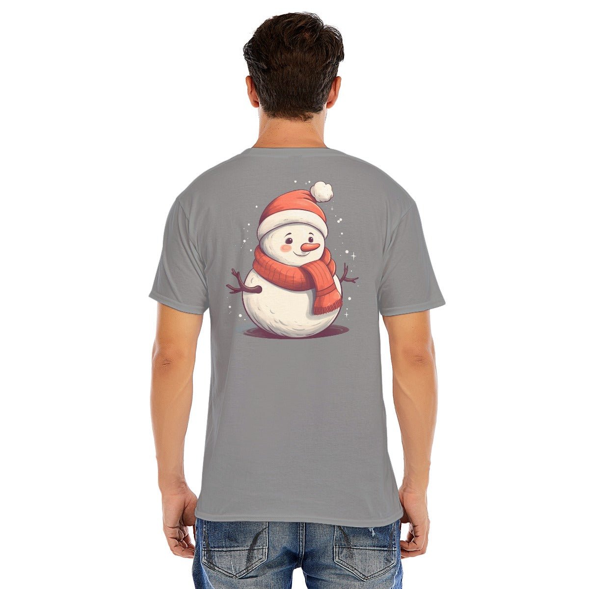 Mens Short Sleeve Christmas Tee - Front and Back - Snowman - Festive Style
