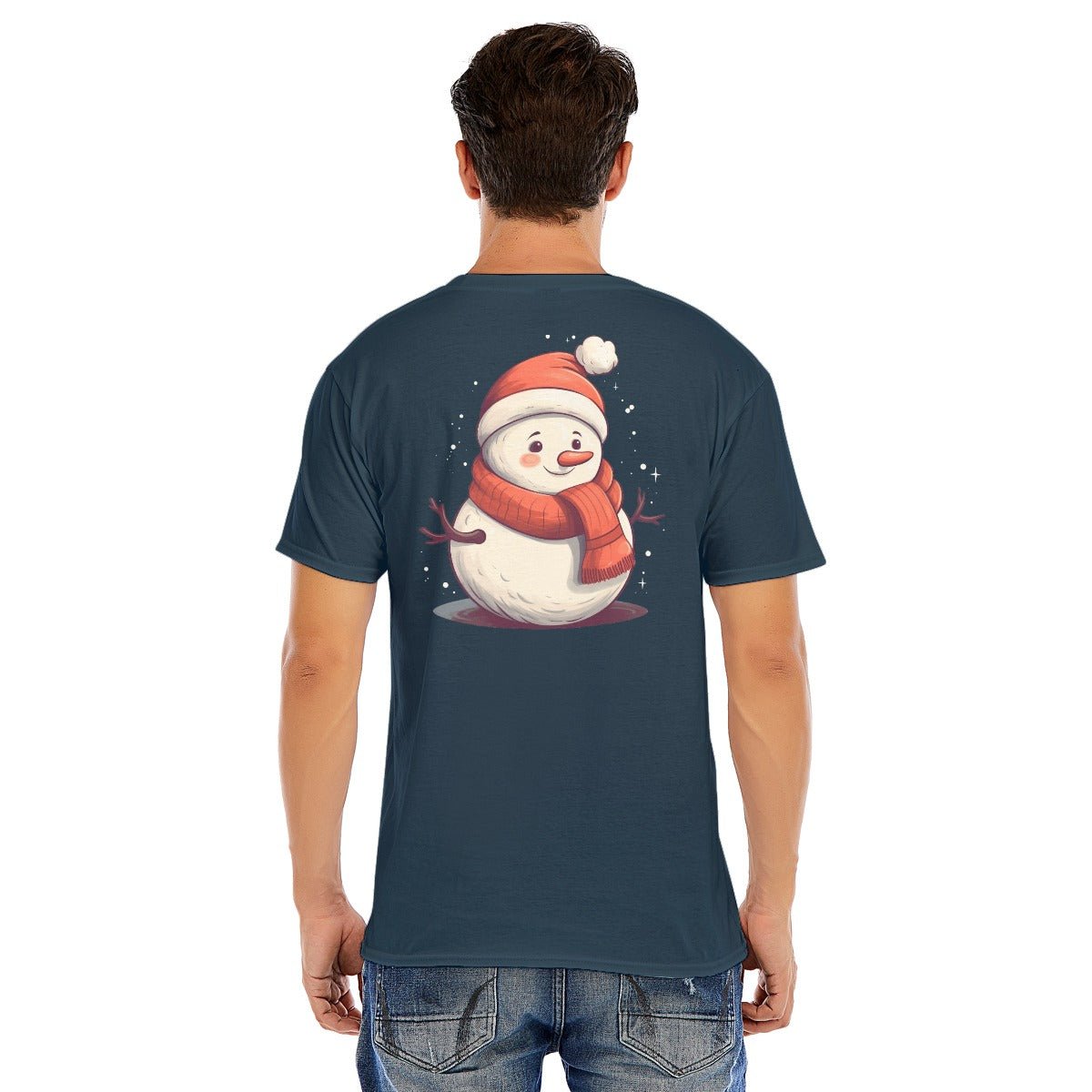 Mens Short Sleeve Christmas Tee - Front and Back - Snowman - Festive Style