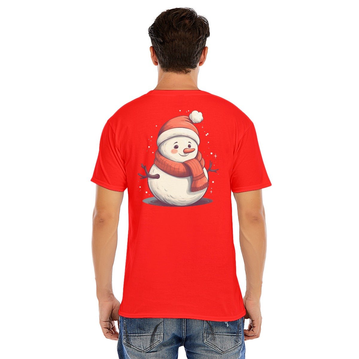 Mens Short Sleeve Christmas Tee - Front and Back - Snowman - Festive Style