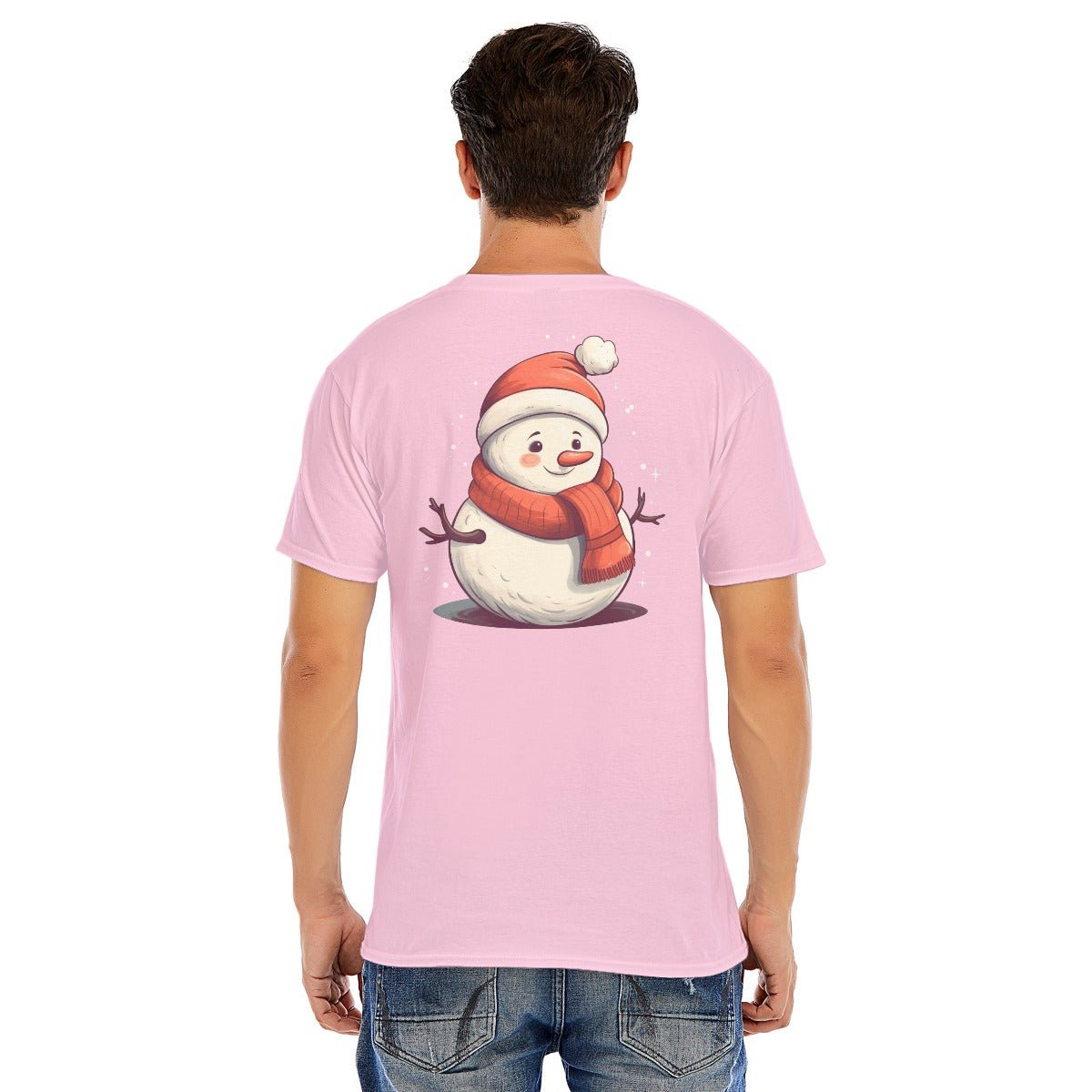 Mens Short Sleeve Christmas Tee - Front and Back - Snowman - Festive Style