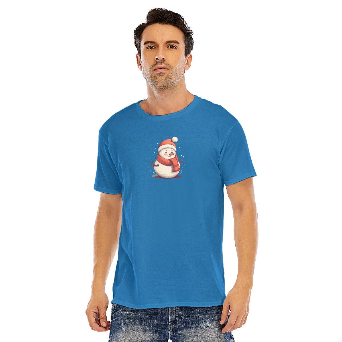Mens Short Sleeve Christmas Tee - Front and Back - Snowman - Festive Style
