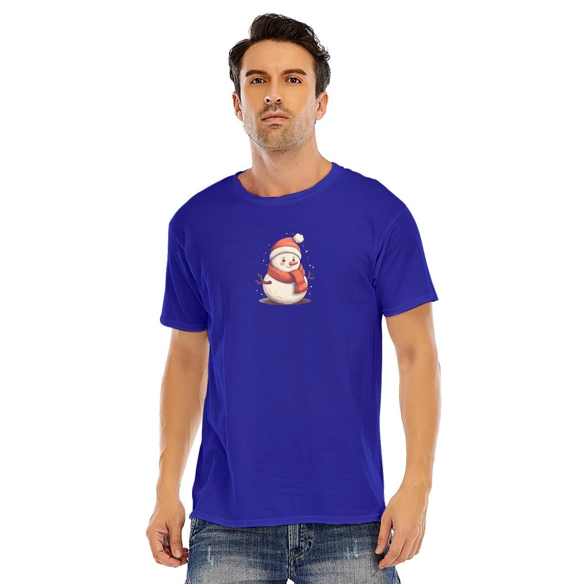 Mens Short Sleeve Christmas Tee - Front and Back - Snowman - Festive Style
