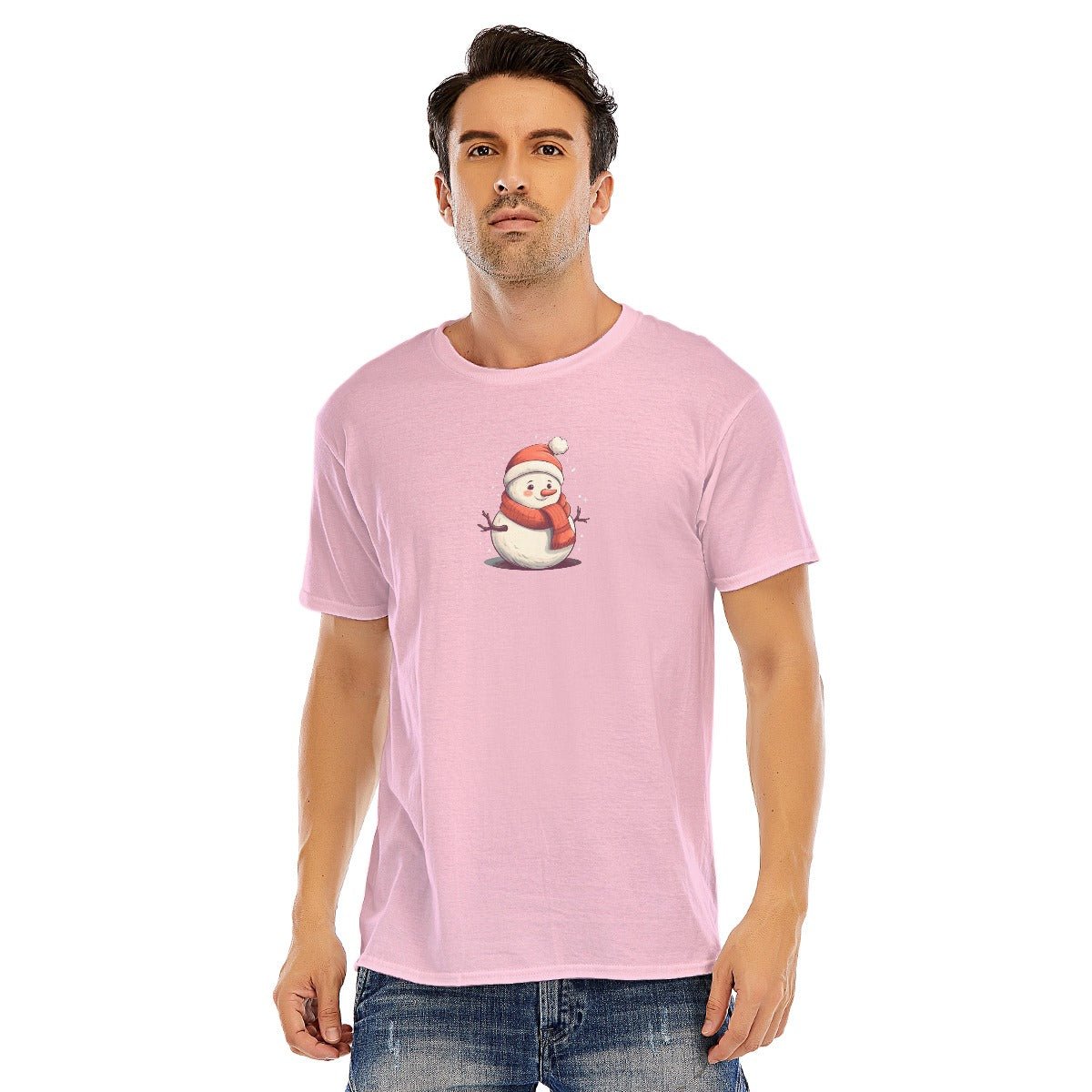 Mens Short Sleeve Christmas Tee - Front and Back - Snowman - Festive Style
