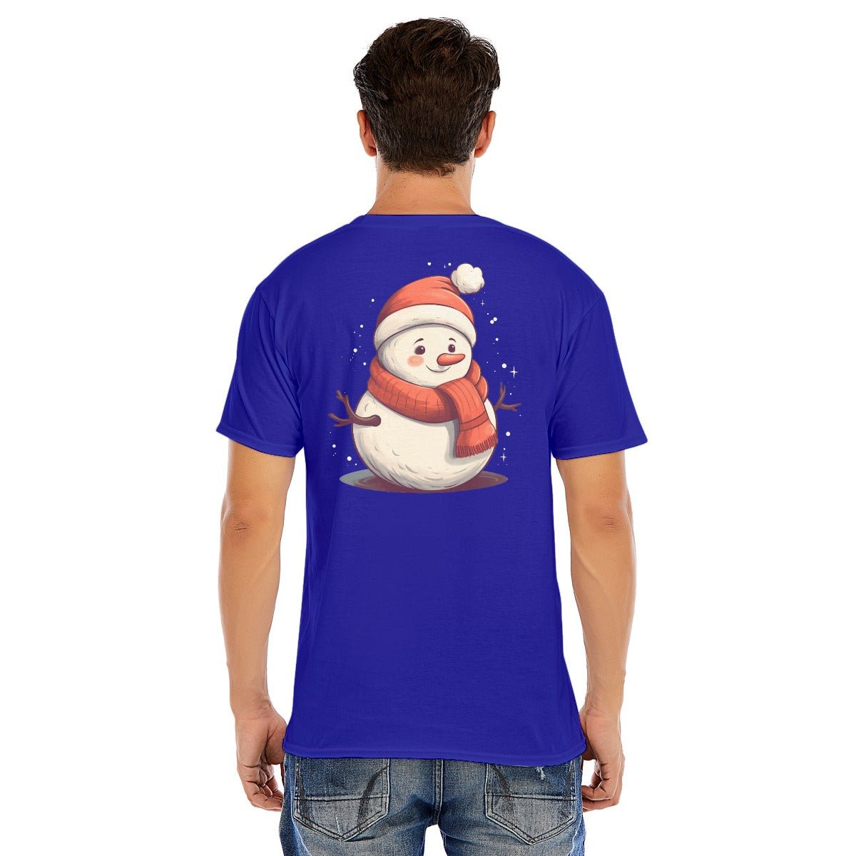 Mens Short Sleeve Christmas Tee - Front and Back - Snowman - Festive Style