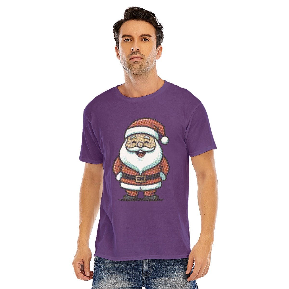 Mens Short Sleeve Christmas Tee - Halftone Santa - Festive Style