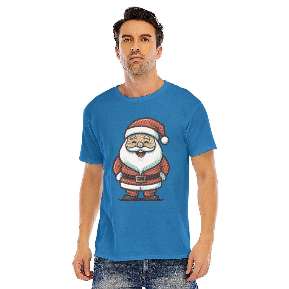 Mens Short Sleeve Christmas Tee - Halftone Santa - Festive Style