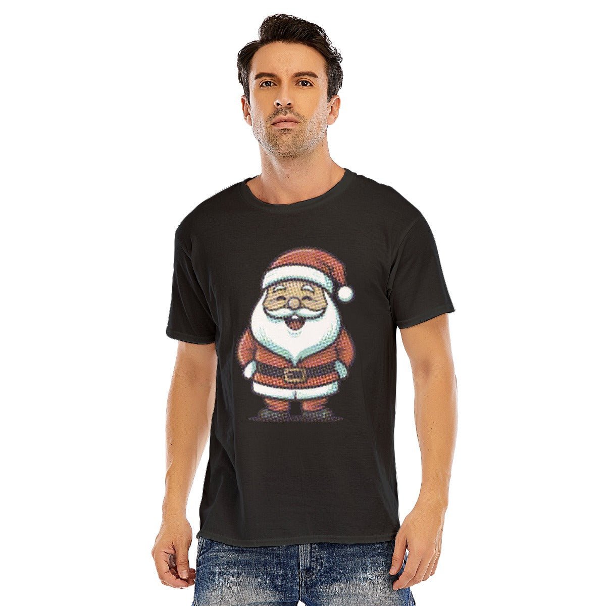 Mens Short Sleeve Christmas Tee - Halftone Santa - Festive Style