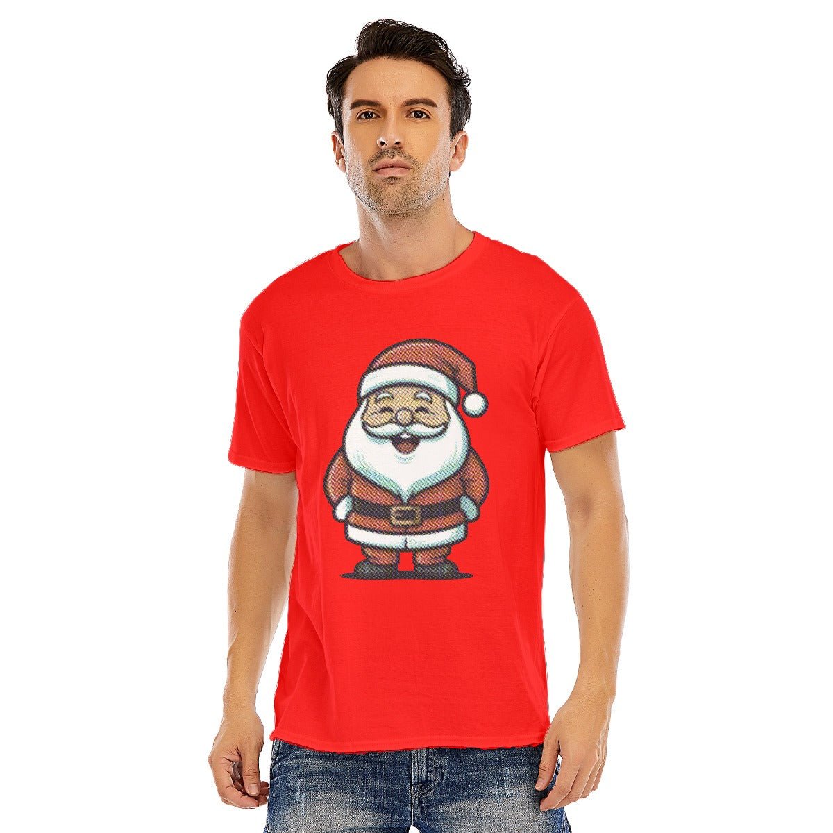 Mens Short Sleeve Christmas Tee - Halftone Santa - Festive Style