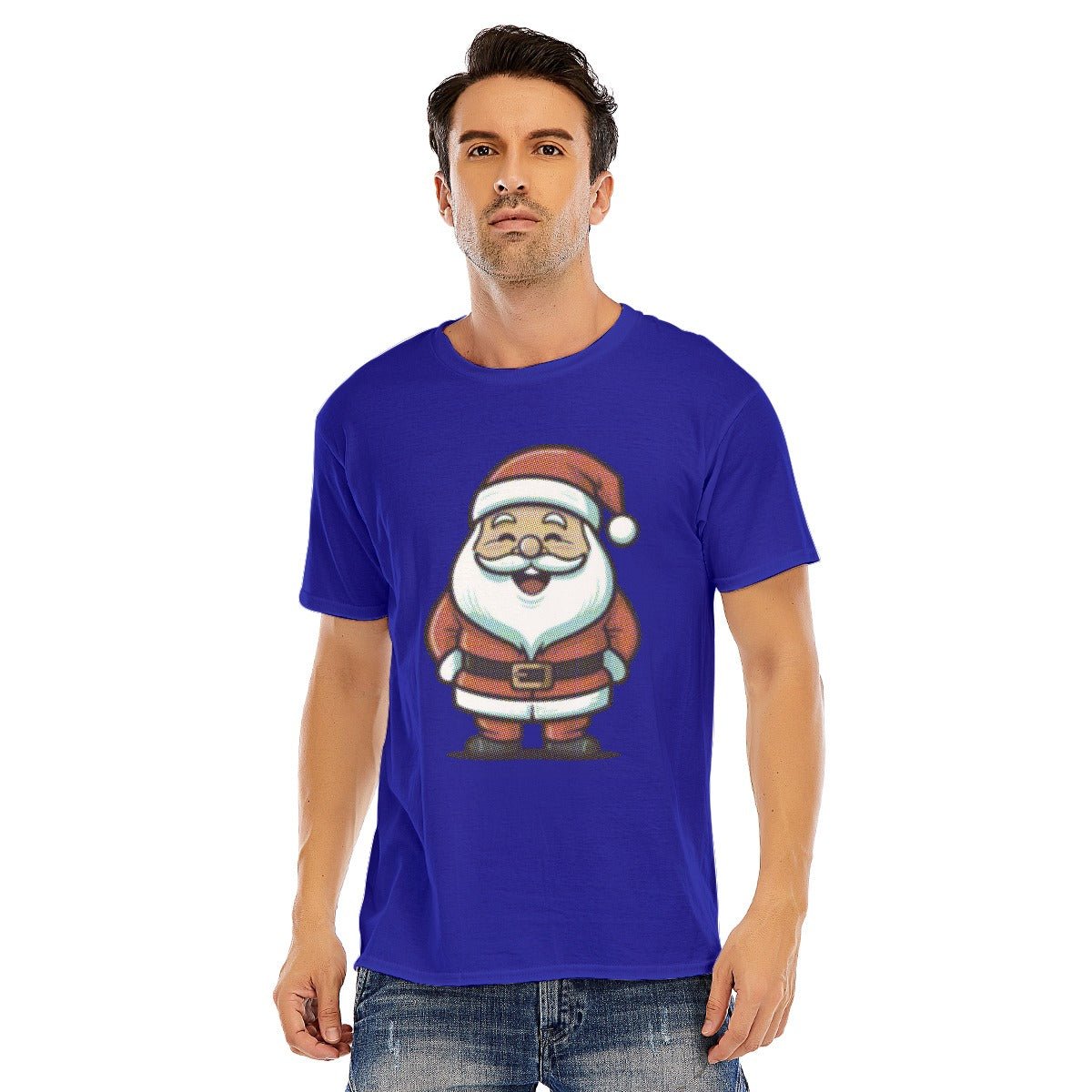 Mens Short Sleeve Christmas Tee - Halftone Santa - Festive Style