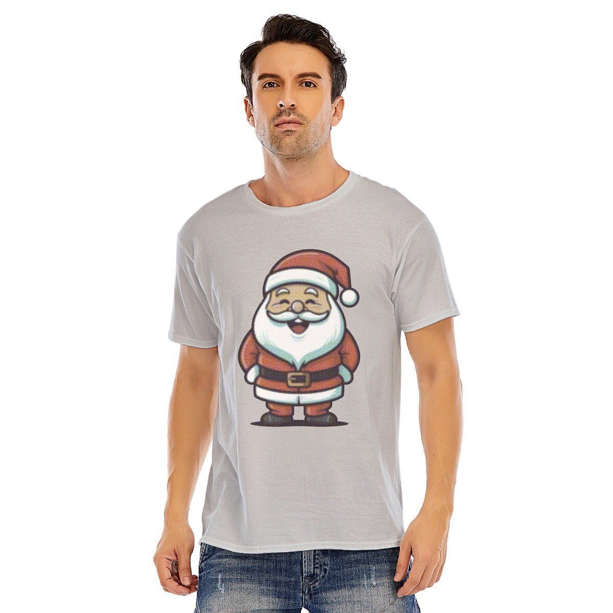 Mens Short Sleeve Christmas Tee - Halftone Santa - Festive Style