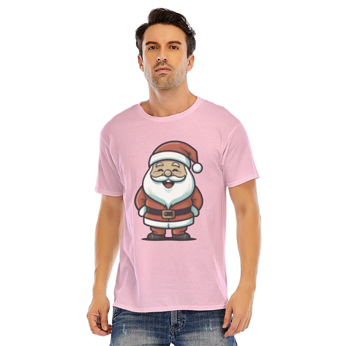 Mens Short Sleeve Christmas Tee - Halftone Santa - Festive Style