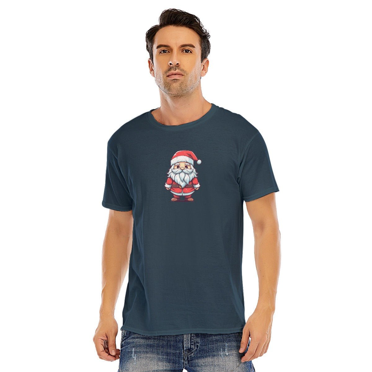 Mens Short Sleeve Christmas Tee - Painted Santa - Festive Style