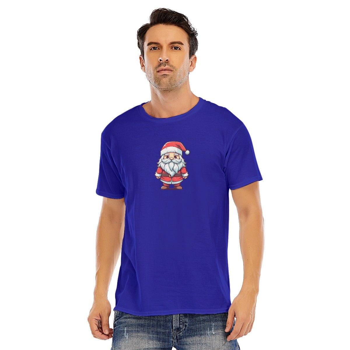 Mens Short Sleeve Christmas Tee - Painted Santa - Festive Style