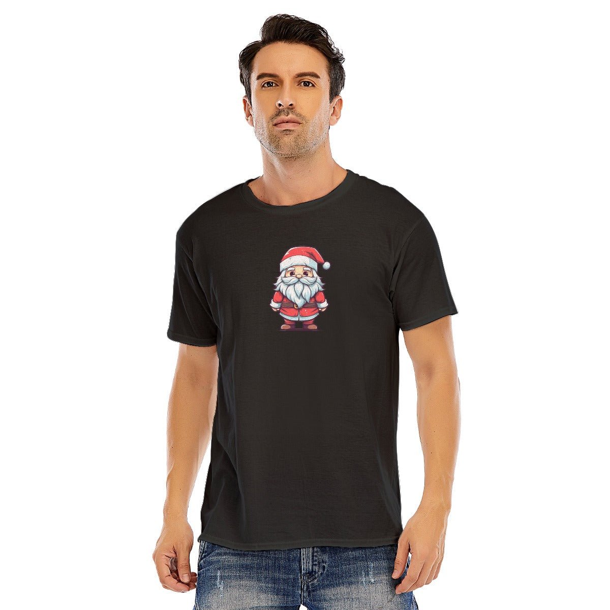 Mens Short Sleeve Christmas Tee - Painted Santa - Festive Style
