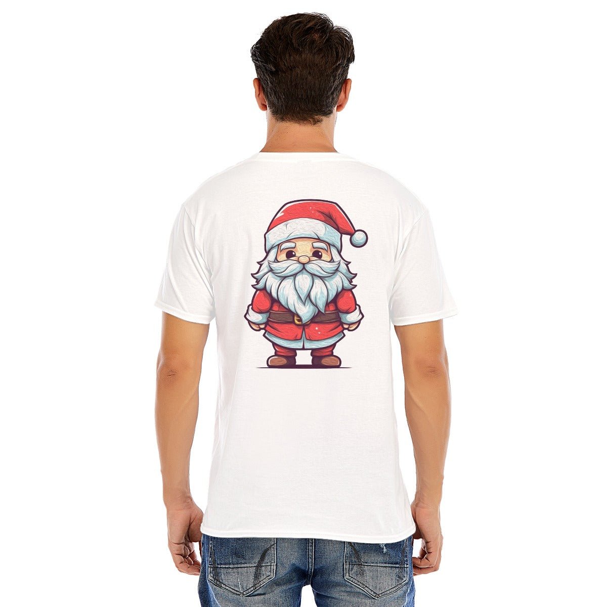 Mens Short Sleeve Christmas Tee - Painted Santa - Festive Style