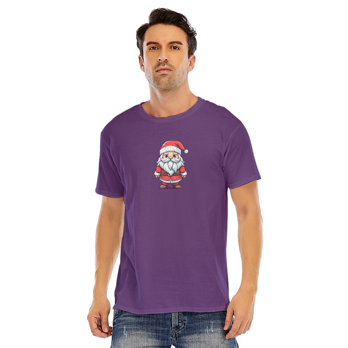 Mens Short Sleeve Christmas Tee - Painted Santa - Festive Style