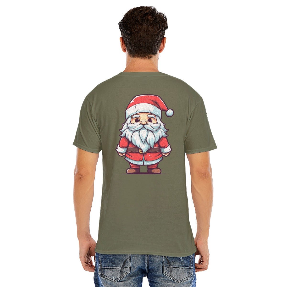 Mens Short Sleeve Christmas Tee - Painted Santa - Festive Style