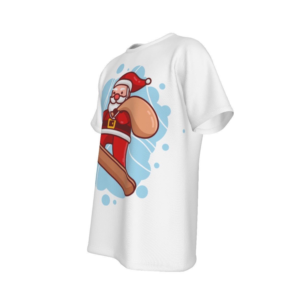 Mens Short Sleeve Christmas Tee - Santa Snowboarder - Festive Style