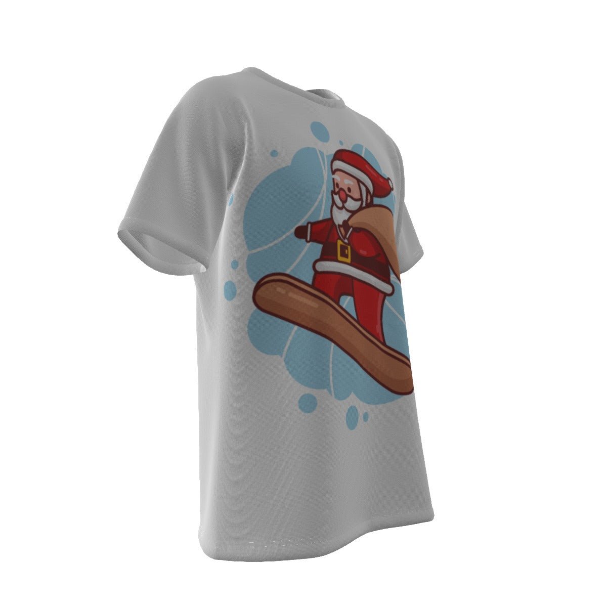 Mens Short Sleeve Christmas Tee - Santa Snowboarder - Festive Style
