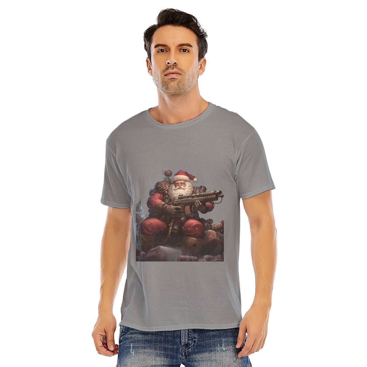 Mens Short Sleeve Christmas Tee - Santa War Hammer - Festive Style