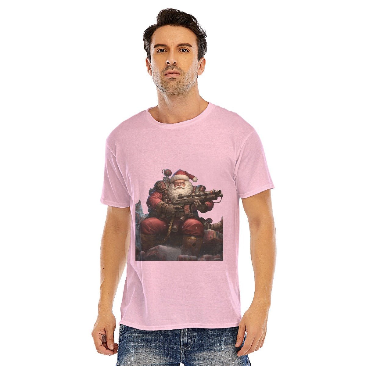 Mens Short Sleeve Christmas Tee - Santa War Hammer - Festive Style