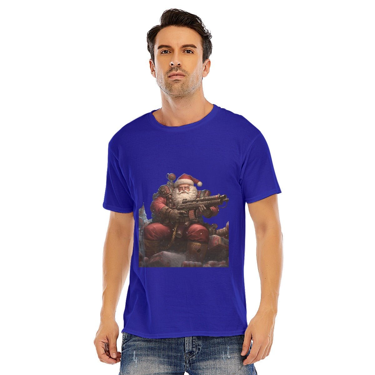 Mens Short Sleeve Christmas Tee - Santa War Hammer - Festive Style