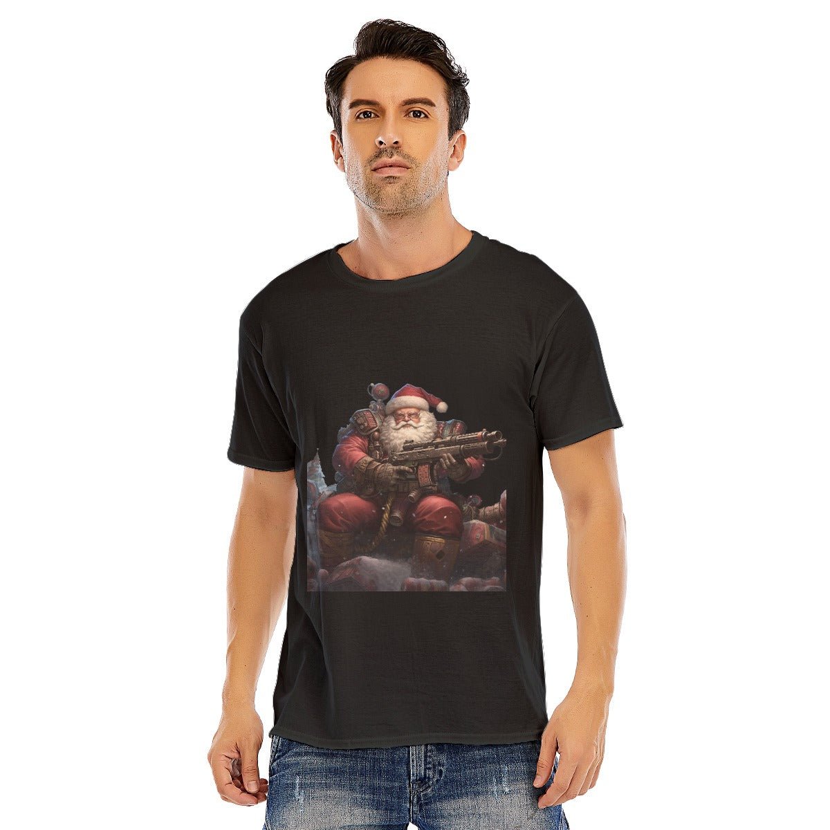 Mens Short Sleeve Christmas Tee - Santa War Hammer - Festive Style
