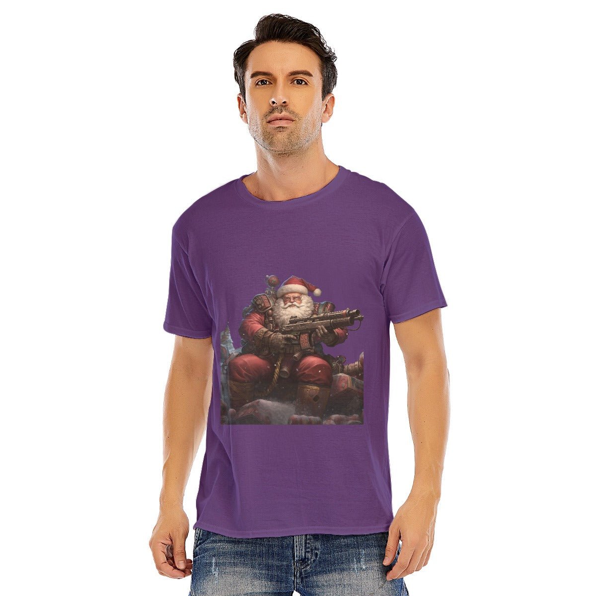 Mens Short Sleeve Christmas Tee - Santa War Hammer - Festive Style