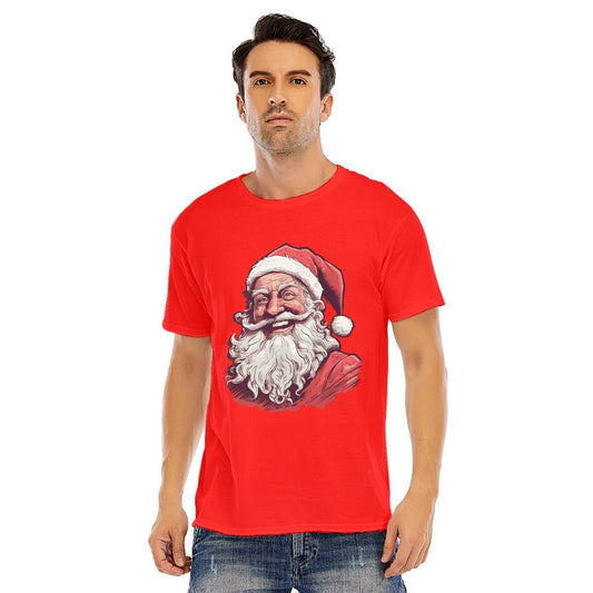 Mens Short Sleeve Christmas Tee - Sketched Santa - Festive Style