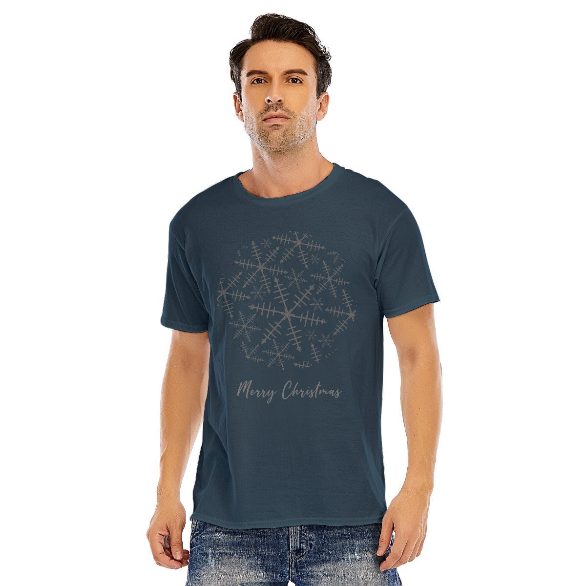 Mens Short Sleeve Christmas Tee - Snowflake - Festive Style