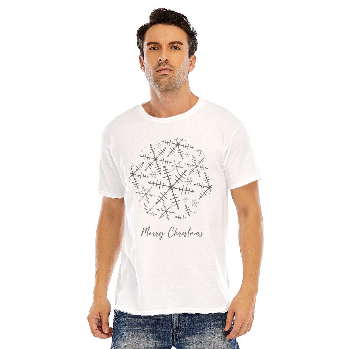 Mens Short Sleeve Christmas Tee - Snowflake - Festive Style