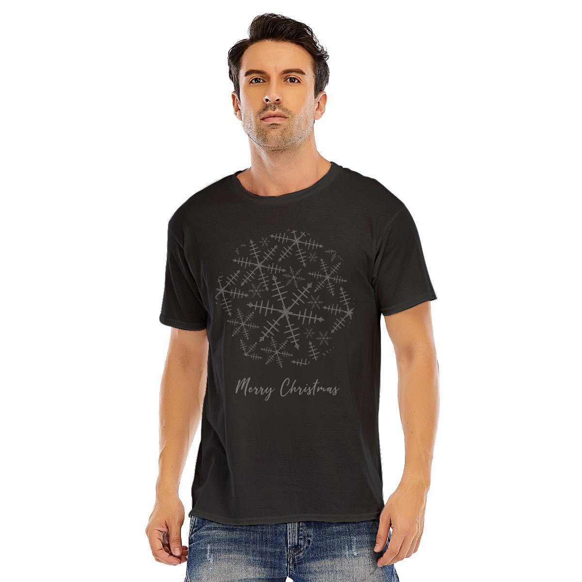 Mens Short Sleeve Christmas Tee - Snowflake - Festive Style
