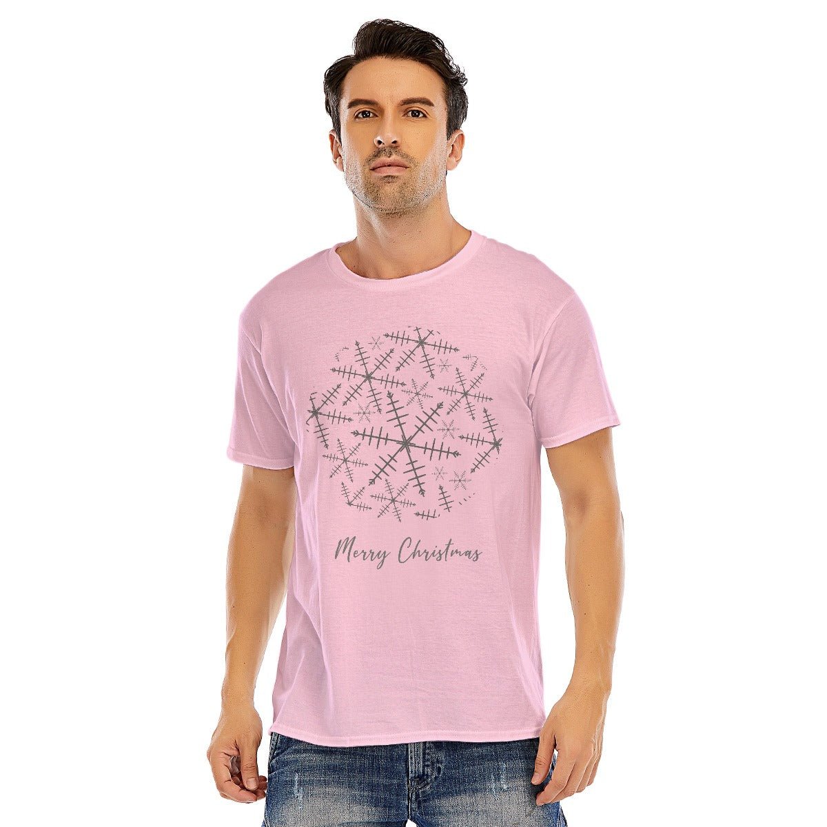 Mens Short Sleeve Christmas Tee - Snowflake - Festive Style