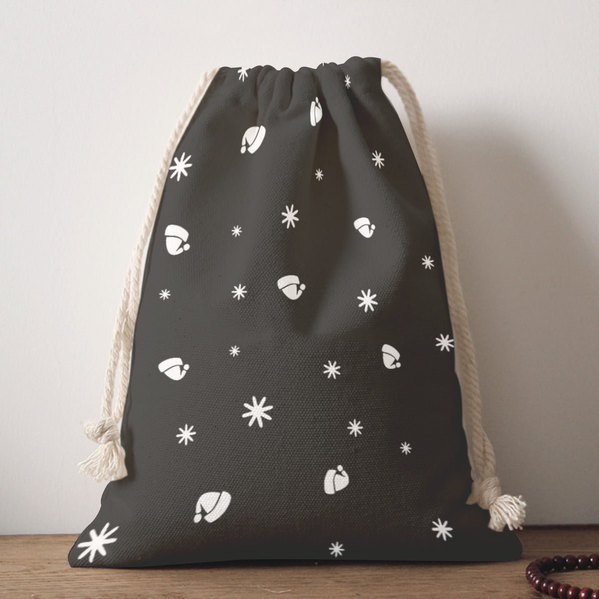 Santa Sack - Fine Stars - Black - Festive Style
