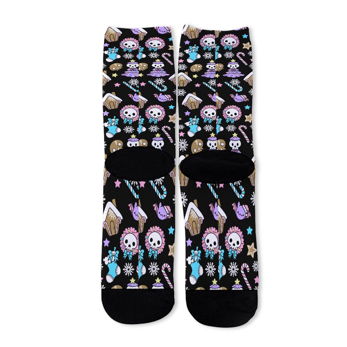 Unisex Long Socks - Creepy Kawaii - Black - Festive Style
