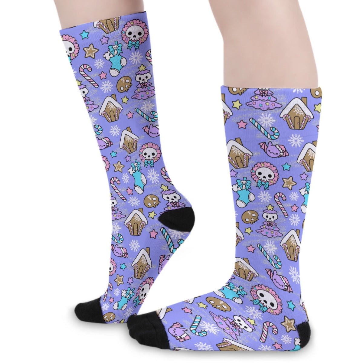 Unisex Long Socks - Creepy Kawaii - Mauve - Festive Style