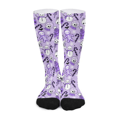 Unisex Long Socks - Creepy Purple - Festive Style