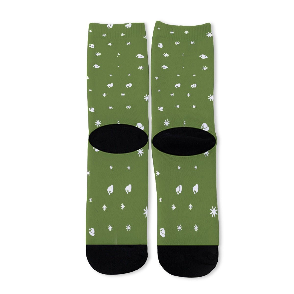 Unisex Long Socks - Green - Hats and Snowflakes - Festive Style