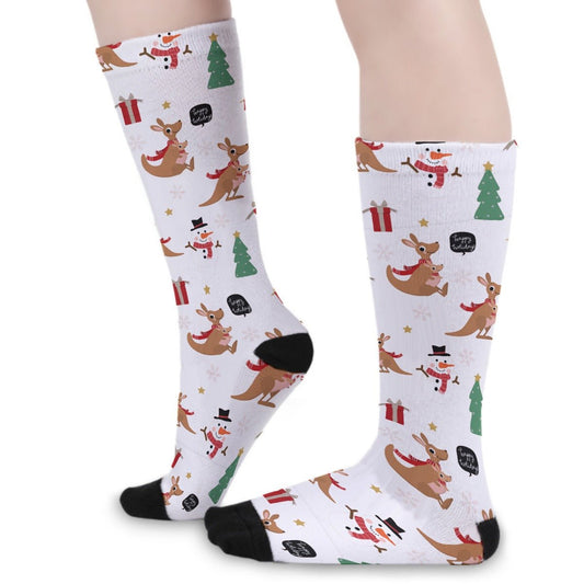 Unisex Long Socks - Kangaroos - Festive Style