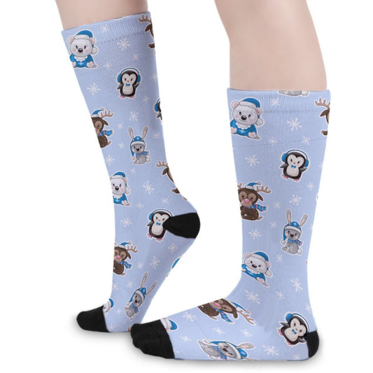 Unisex Long Socks - Polar Blue - Festive Style