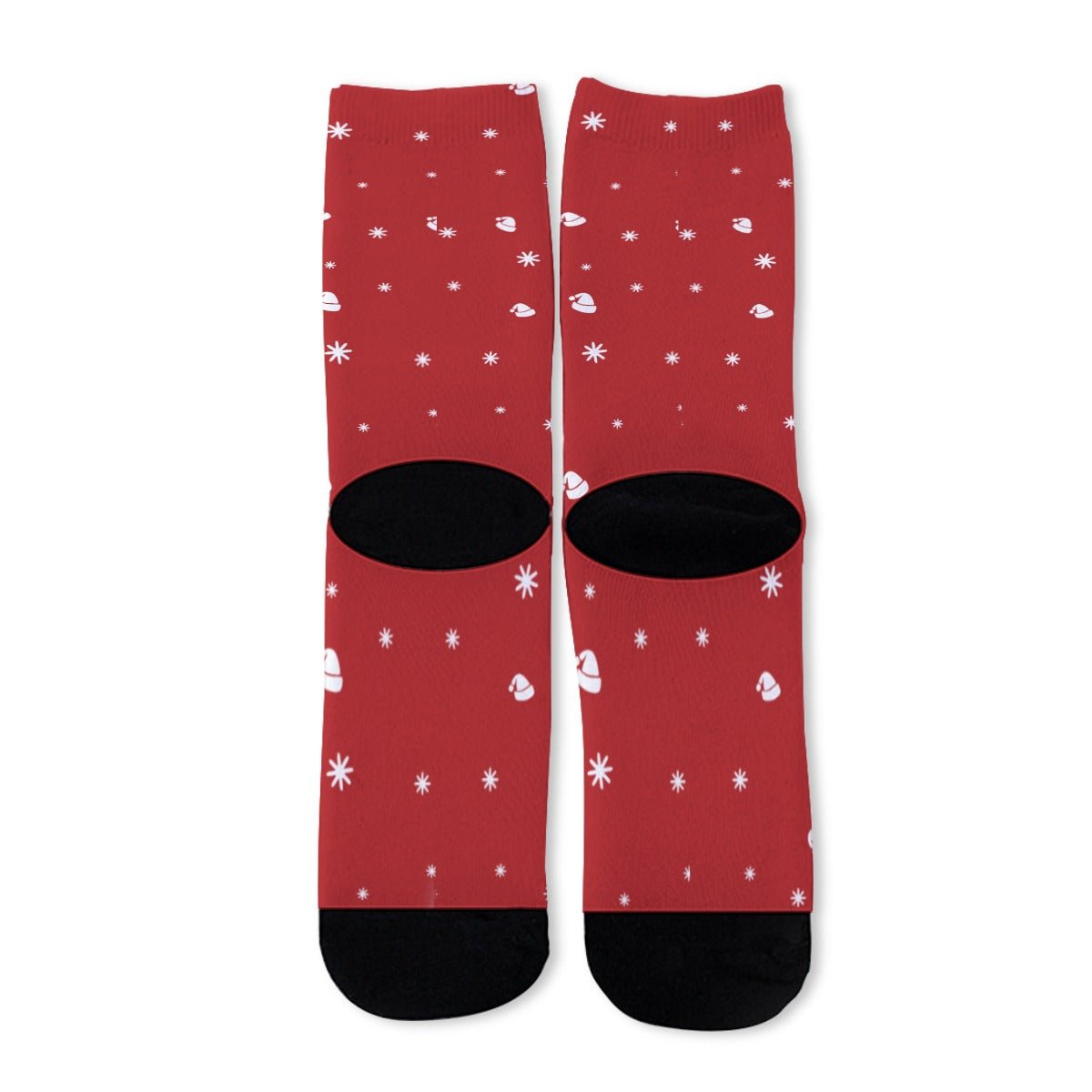 Unisex Long Socks - Red - Hats and Snowflakes - Festive Style